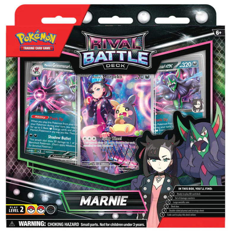 Pokémon Rival Battle Deck Marnie cards and sleeves