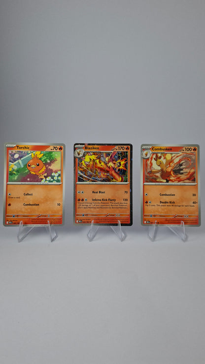 Blaziken Evolution Line - Torchic + Combusken + Blaziken (Cosmos Holo)