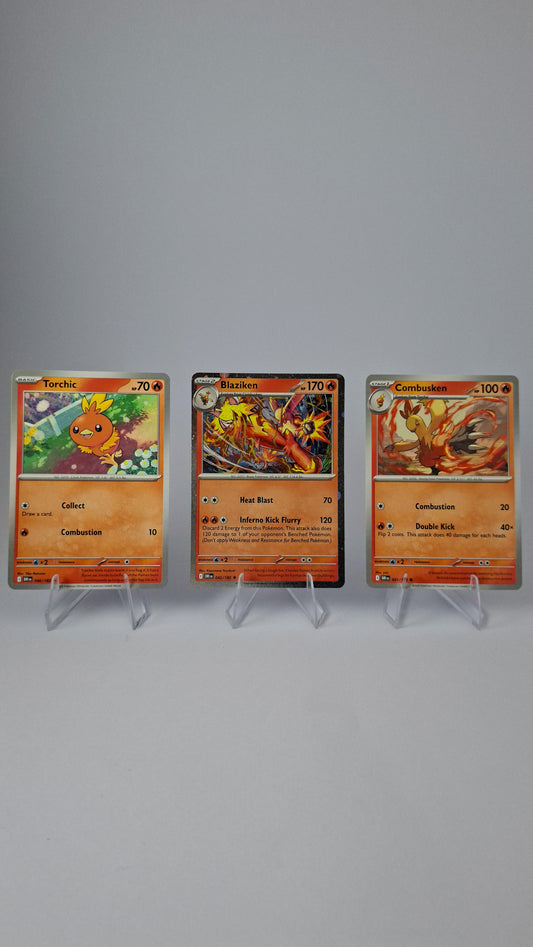 Blaziken Evolution Line - Torchic + Combusken + Blaziken (Cosmos Holo)