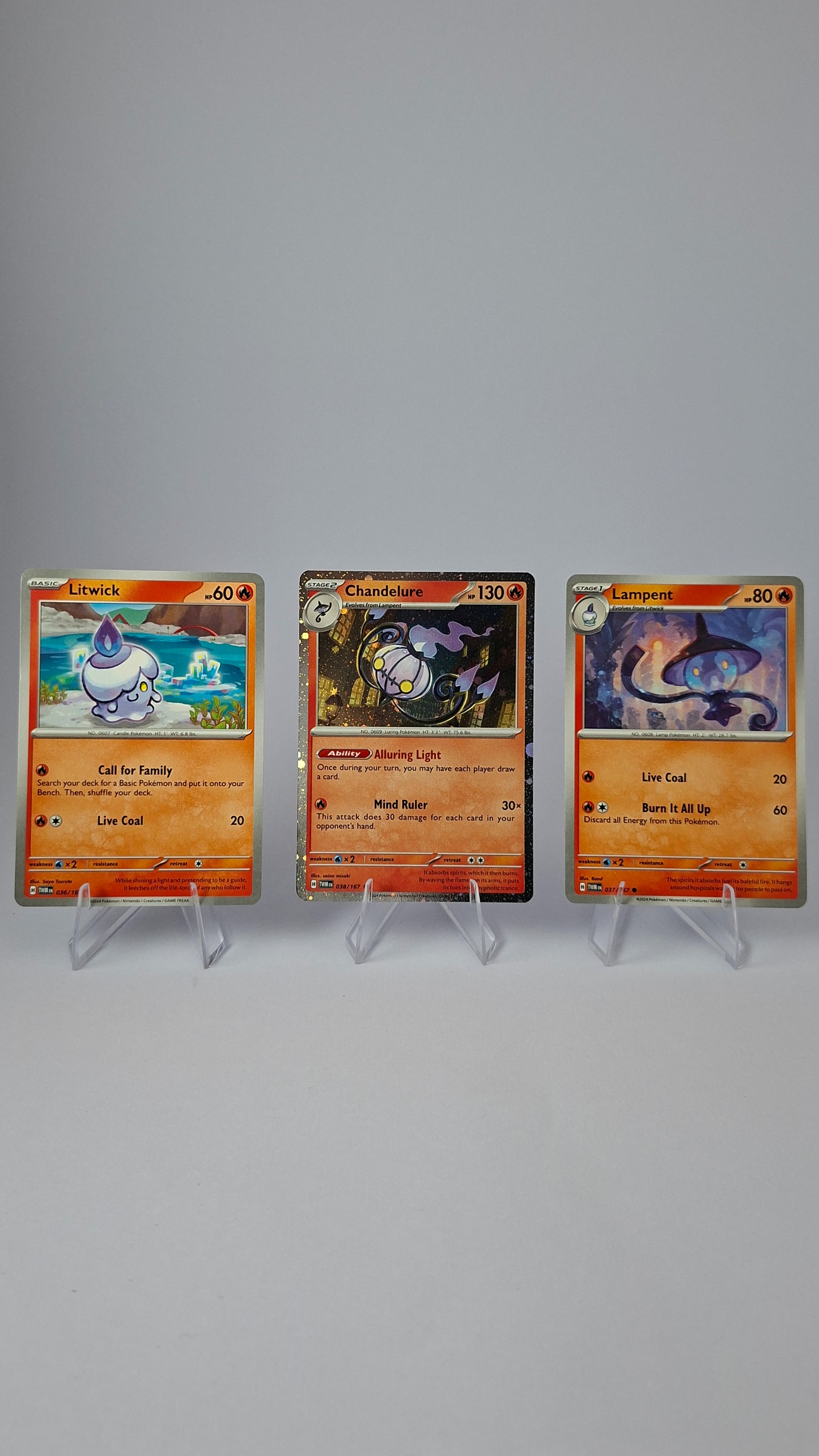 Chandelure Evolution Line - Litwick + Lampent + Chandelure (Cosmos Holo)
