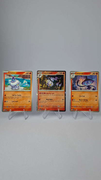 Chandelure Evolution Line - Litwick + Lampent + Chandelure (Cosmos Holo)