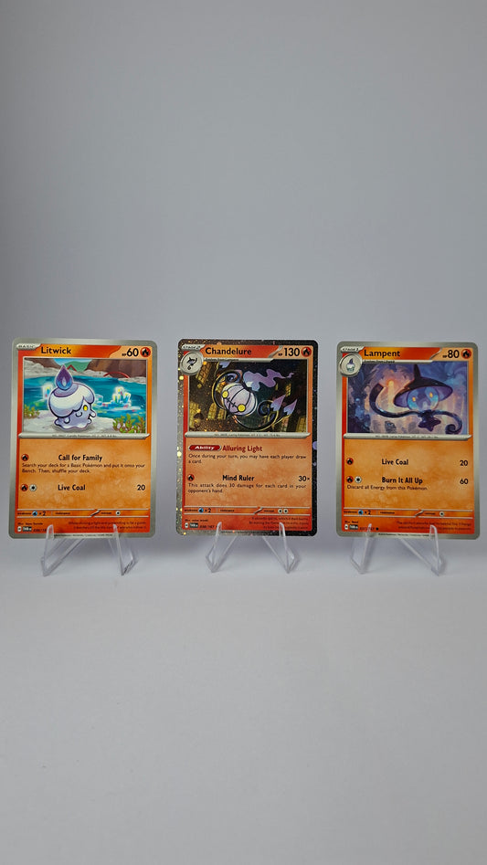 Chandelure Evolution Line - Litwick + Lampent + Chandelure (Cosmos Holo)