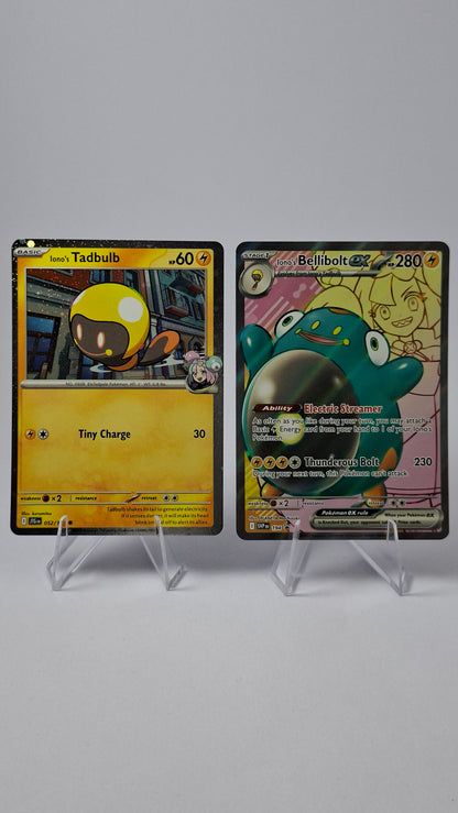 Iono's Bellibolt Evolution Line - Iono's Tadbulb (Cosmos Holo) + Iono's Bellibolt ex