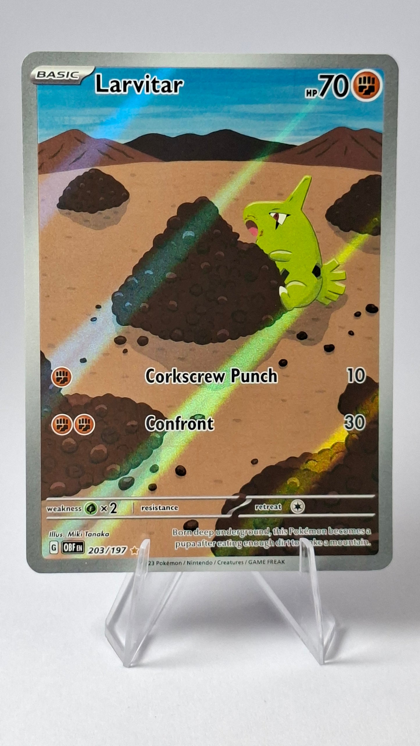 Larvitar Obsidian Flames Illustration Rare 203/197