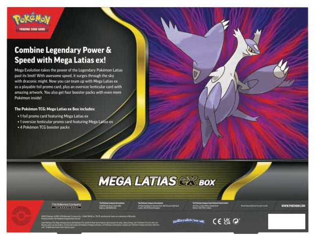 Pokémon Mega Latias ex Box back view with contents info