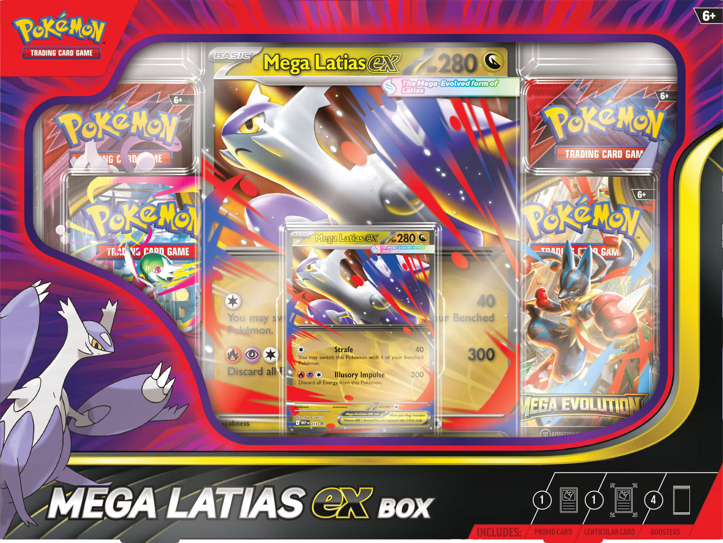 Pokémon Mega Latias ex Box front window with promo card