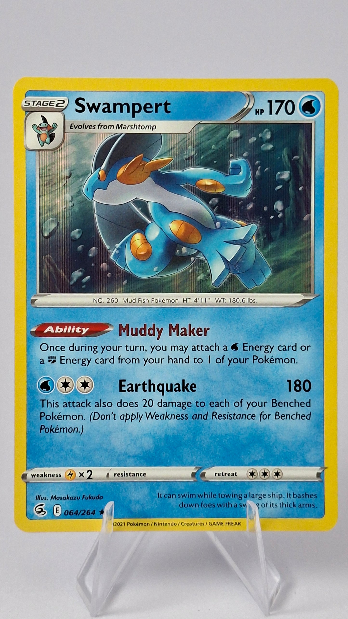 Swampert Evolution Line - Mudkip + Marshtomp + Swampert (Holo Rare)